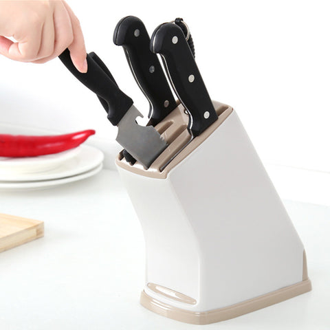 Versatile Plastic Kitchen Knife Holder with Draining Rack