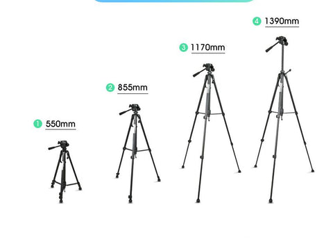 Retractable, Height-Adjustable Single-Camera Tripod Stand for Mobile Phone Live Streaming
