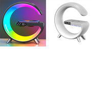 G-Shaped LED Lamp with Bluetooth Speaker and Wireless Charger, App-Controlled for Home Decor